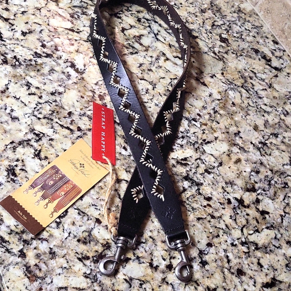 Patricia Nash Embroidered Black Guitar Strap